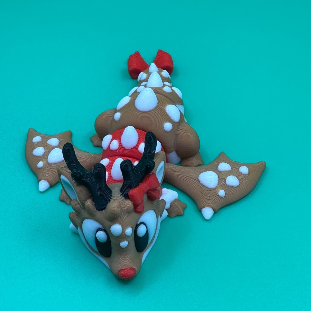 Articulated Reindeer Dragon 3d printed  Christmas decorations